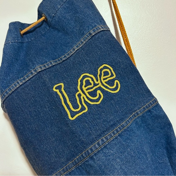 Vintage Lee Jeans Blue Denim Bag with Yellow Accents 80’s - Picture 2 of 6